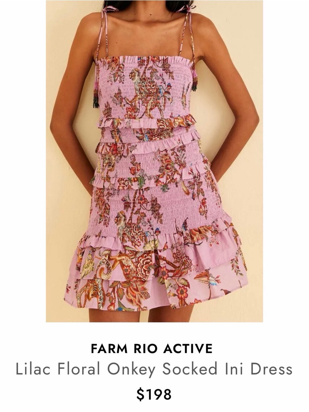 FARM Rio Lavender Smocked Floral Midi Dress